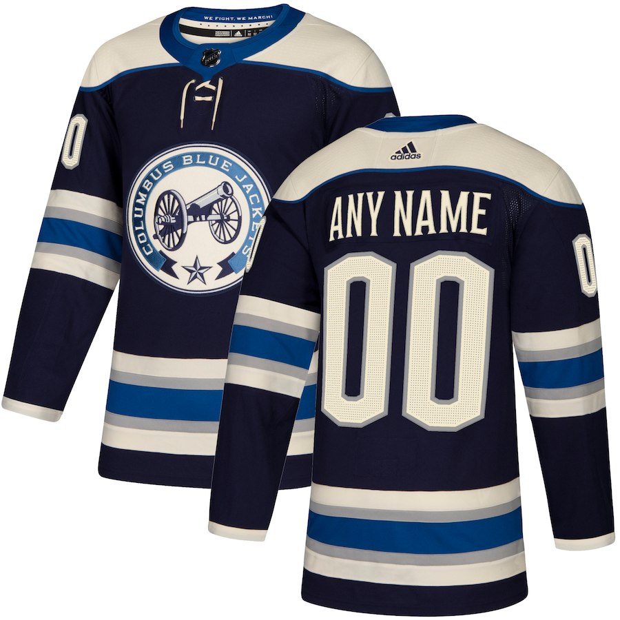 Men NHL adidas Columbus Blue Jackets Navy Authentic Alternate Custom Jersey->customized nhl jersey->Custom Jersey